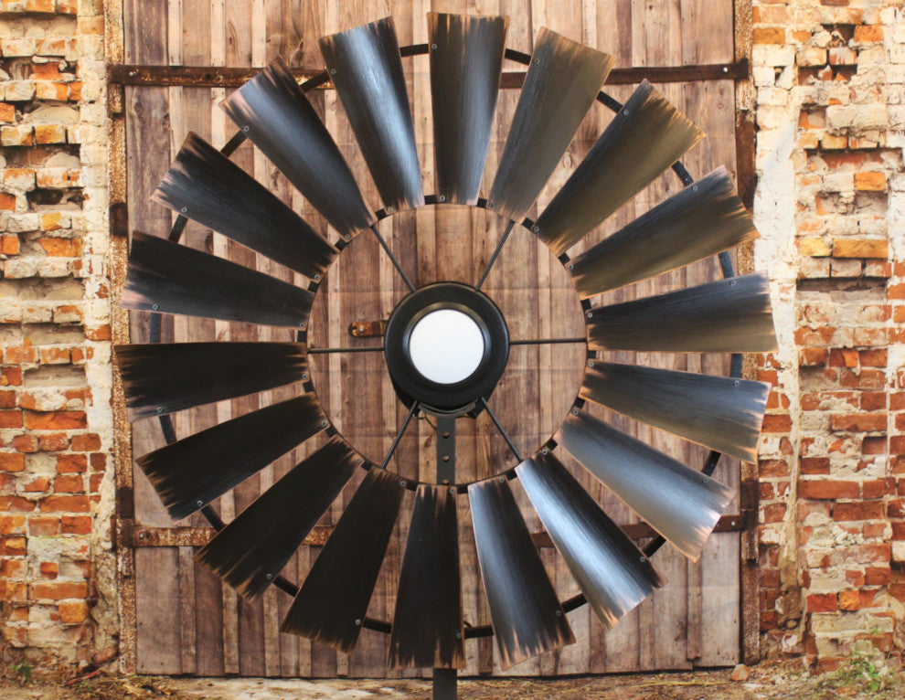 72 Inch Charred Whiskey Barrel Windmill Ceiling Fan | The American