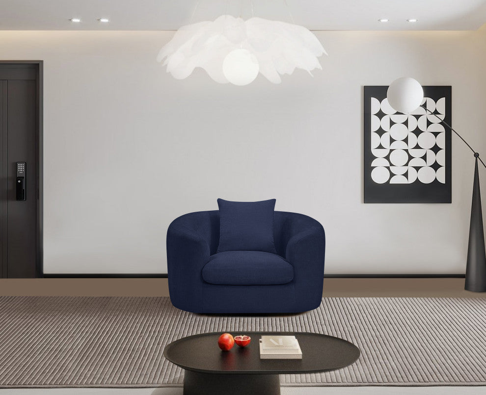 Penelope Upholstered Chair, Navy, Chenille Fabric