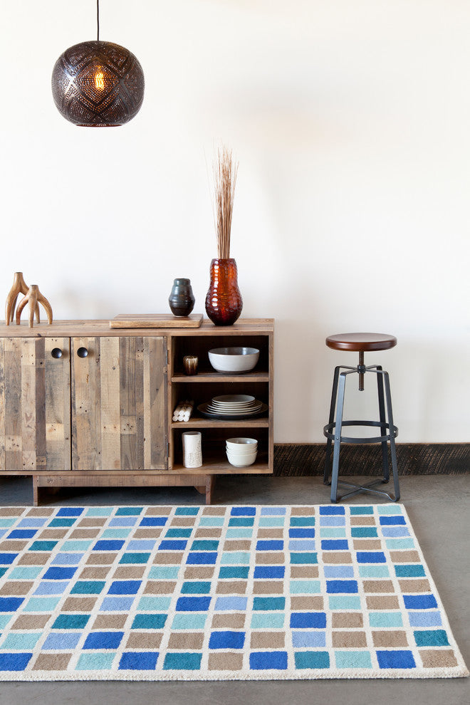 Allie Geometric Squares Contemporary Area Rug