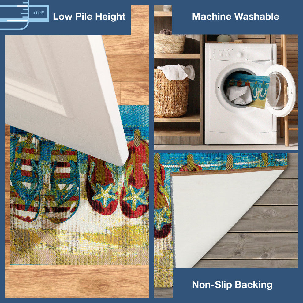 Esencia Flip Flops Forever Indoor/Outdoor Mat Blue 2'x2'10"