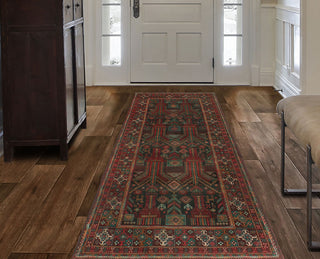 Fine Vintage Distressed Jemila Charcoal/Burgundy Runner, 3'7x8'11