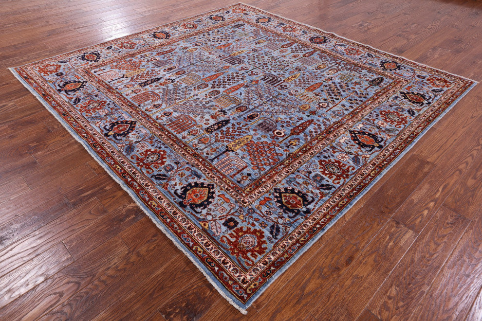 8' Square Persian Ziegler Handmade Wool Rug - Q12887