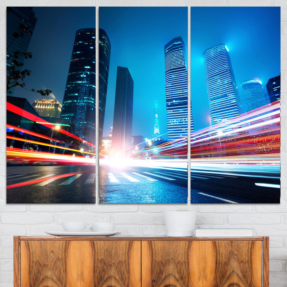 "Shanghai Lujiazui Finance at Night" Canvas Print, 3 Panels, 36"x28"