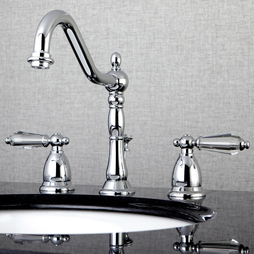Kingston Brass Widespread Bathroom Faucet With Brass Pop-Up, Polished Chrome