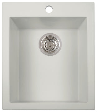 ALFI brand AB1720DI-W White 17" Drop-In Rectangular Granite Prep Sink