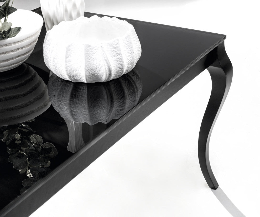 BRESSO Glass Top Coffee Table, Black