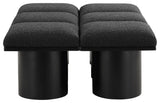 Pavilion Boucle Fabric Upholstered 6-Piece Modular Bench, Black, Black Finish