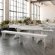 HERCULES 8' x 40" Rectangular Solid Pine Farm Table with X Legs, Antique Rustic White