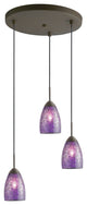 Venezia Mini Pendant, Bronze, Mosaic Purple, 3-Light, 11"D