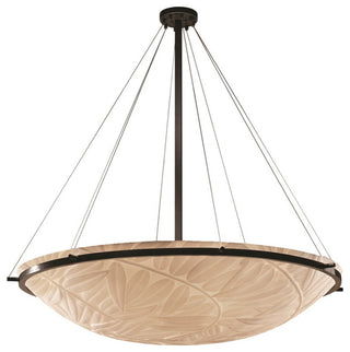 Ring 48" Round Pendant Bowl With Ring, Dark Bronze, Bamboo, LED