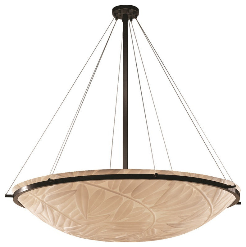 Ring 48" Round Pendant Bowl With Ring, Dark Bronze, Bamboo, LED