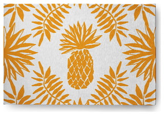 Pineapple Leaves Spring Chenille Rug, Mango, 2'x3'