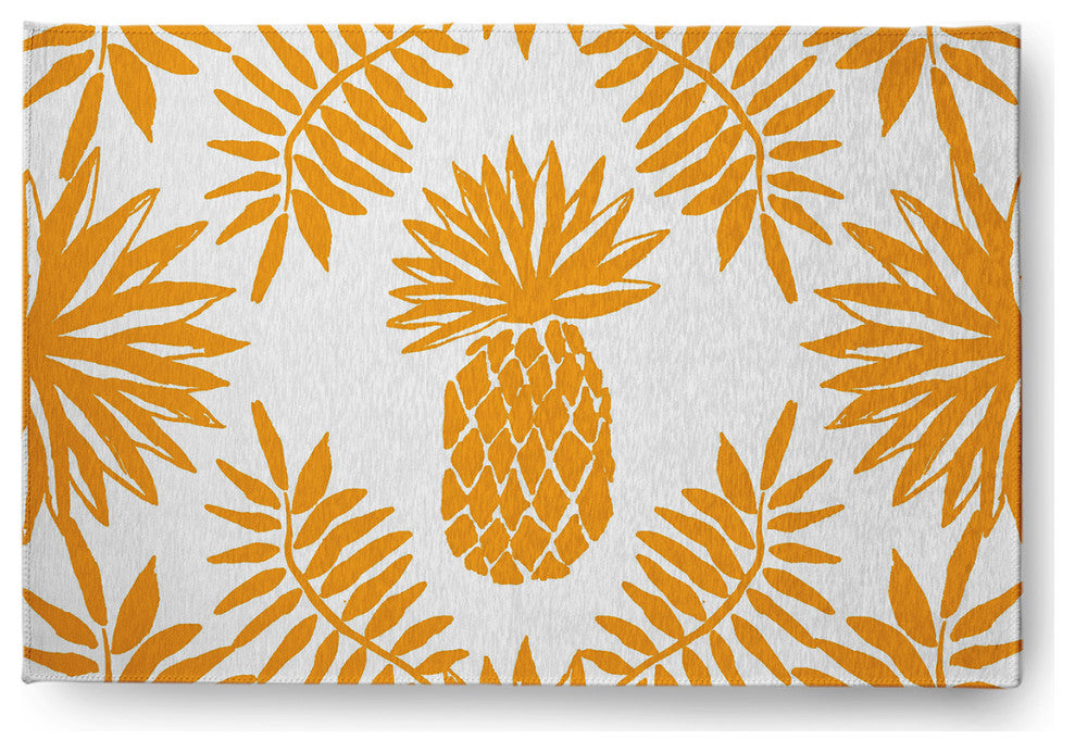 Pineapple Leaves Spring Chenille Rug, Mango, 2'x3'