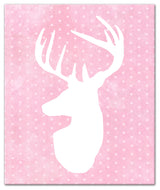 Deer Polka Dots Pink 20x24 Canvas Wall Art