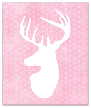 Deer Polka Dots Pink 20x24 Canvas Wall Art