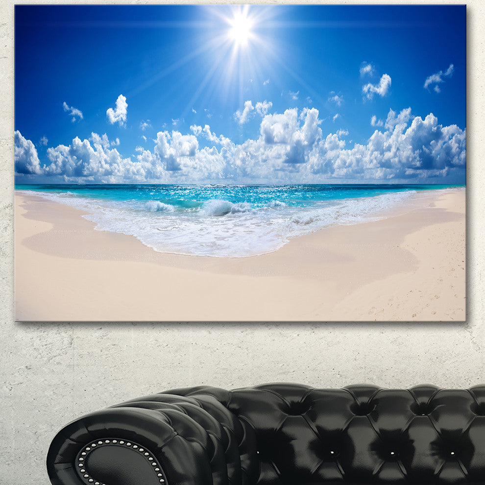 Beautiful Tropical Beach Panorama, Modern Seashore Canvas Art, 40"x30"