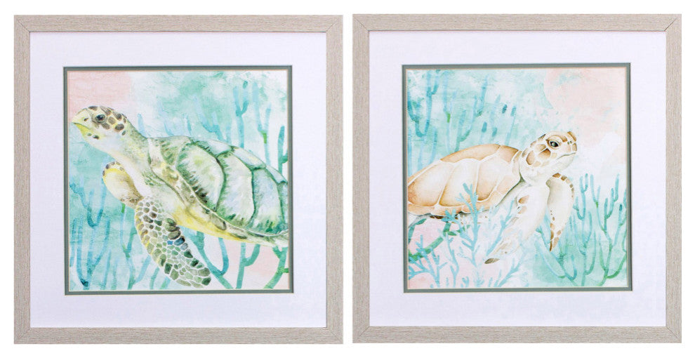 Tropical Sea Turtle, 2-Piece Set, Wall Art