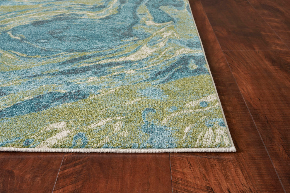 Watercolors Teal Geode Plush Area Rug, 3'3"x4'11"