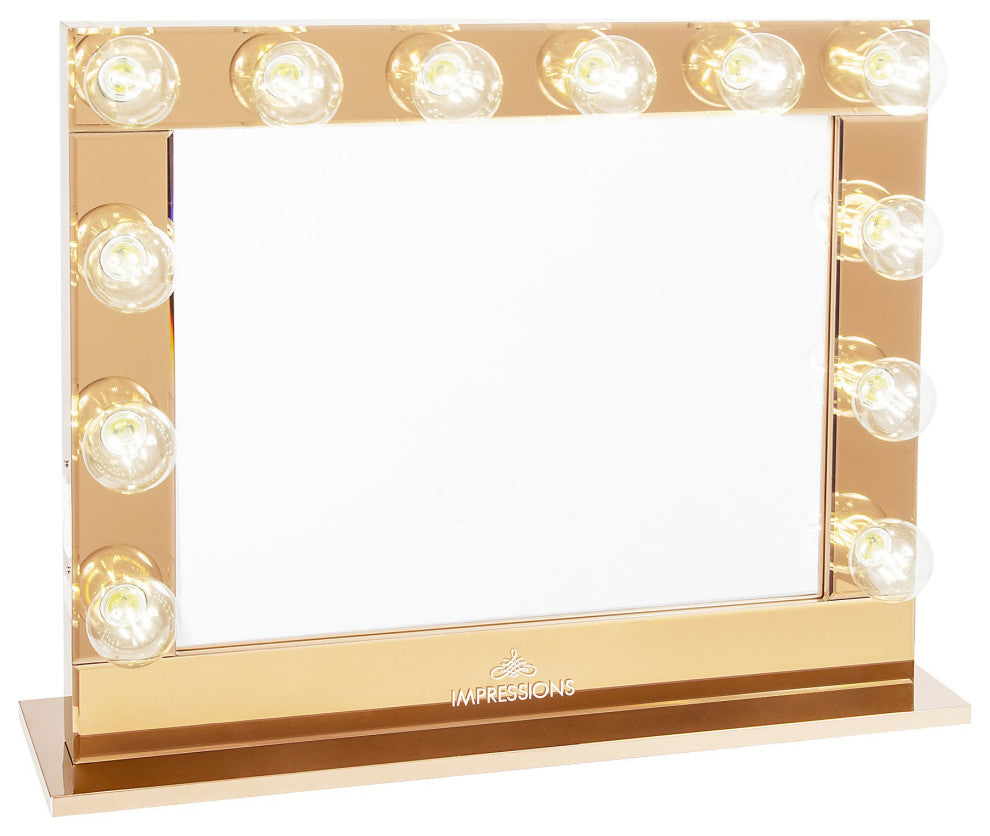 Hollywood Reflection Plus Vanity Mirror, Rose Gold, Clear Led Globe Bulbs