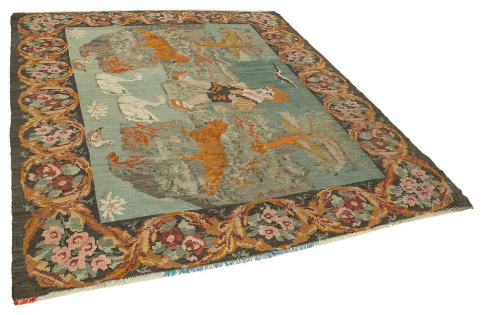 Rug N Carpet - Handmade Bessarabian 6' 7'' x 8' 0'' Unique Flatweave Kilim Rug