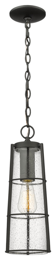 Zlite 591CHB-BK 1-Light Outdoor Chain Mount Ceiling Fixture, Clear Seedy