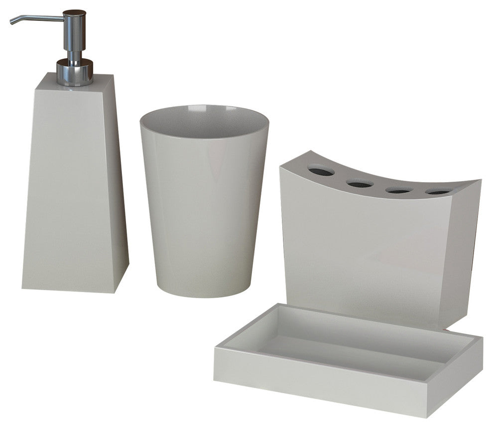 nu steel Elegant, Set of 4, Soap Dish, Toothbrush Holder, Tumbler & Lotion Pump