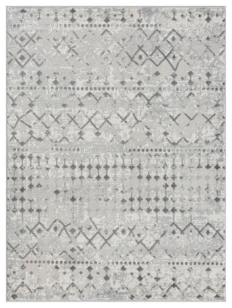 Hannah Moroccan Area Rug/Runner, Cream White, 3' x 8' Runner