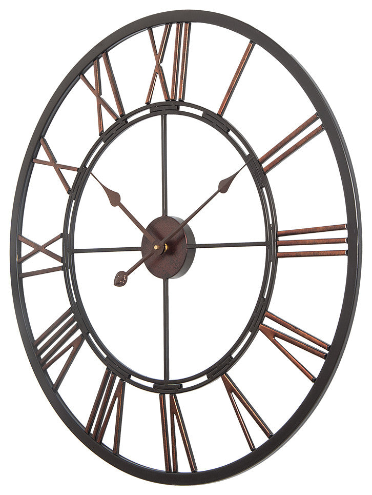 UTOPIA ALLEY Oversized Roman Round Wall Clock, 28" Diameter, Dark Bronze finish