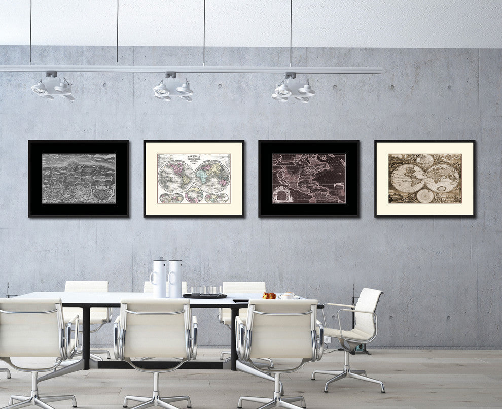 Germany Bavaria Monochrome Map Print On Canvas With Black Frame, 16" X 21"