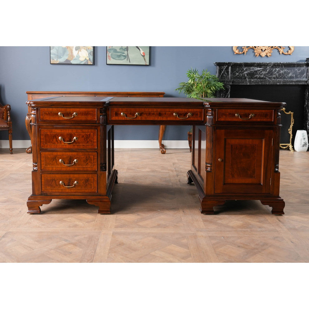 Banded Mahogany Partners Desk