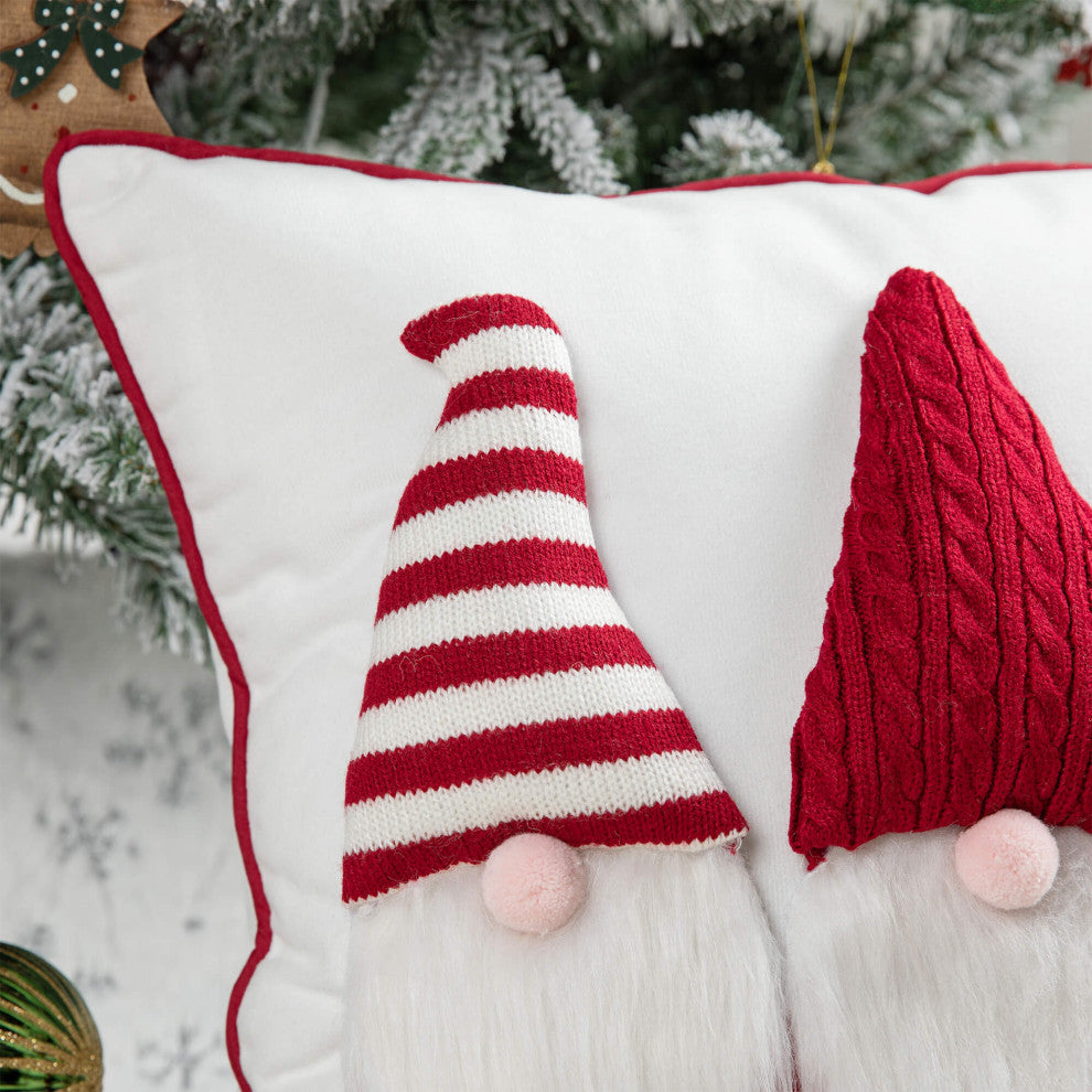 18"Lx18"W 3D Heavy Knitted Gnome Pillow