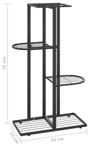 vidaXL Plant Stand Plant Rack Plant Shelves for Indoor and Outdoor Black Metal