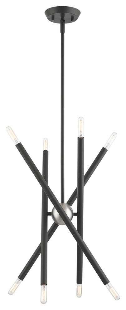 Livex Lighting Soho 8 Light Scandinavian Gray, Brushed Nickel Accents Chandelier
