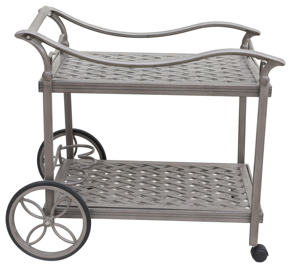Carlsbad Cast Aluminum Tea Cart, Heritage Grey