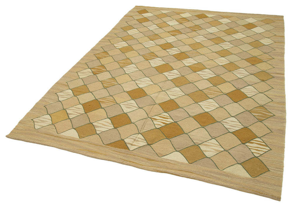 Rug N Carpet - Handwoven Turkish 5' 7'' x 7' 9'' Flatweave Wool Kilim Rug