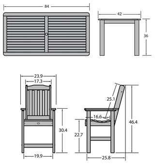 Lehigh 7-Piece Rectangle Counter-Height Dining Set, Nantucket Blue