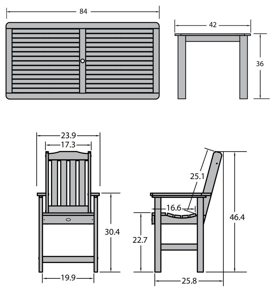 Lehigh 7-Piece Rectangle Counter-Height Dining Set, Nantucket Blue