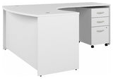 Studio C 60W Right Hand L-Bow Desk with Drawers in White - Engineered Wood