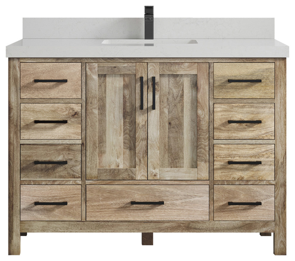 Malibu Mango 48 Single Sink Bath Vanity in Natural 2" Carrara Quartz