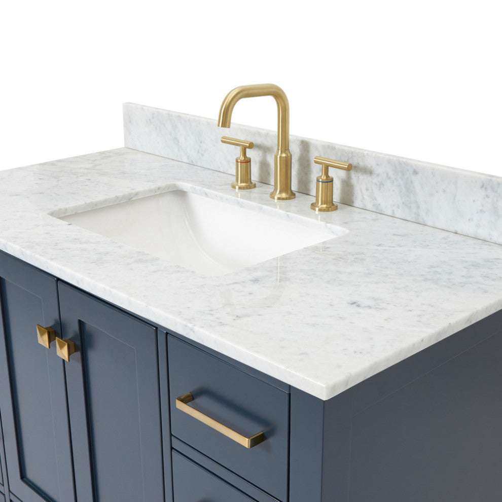 ARIEL Cambridge 43" Rectangle Sink Bath Vanity Carrara Marble