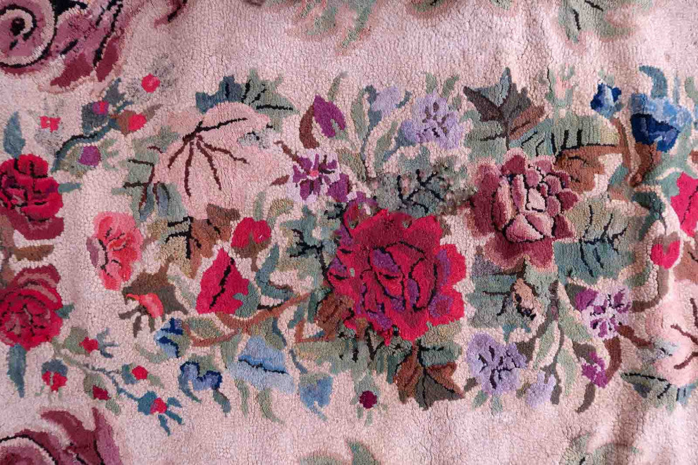 Handmade Antique American Hooked Rug 3'x5.7', 92cmx174cm 1880s