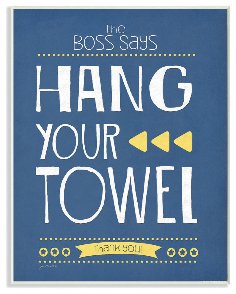 Blue "The Boss Says" Bathroom Art Wall Plaque