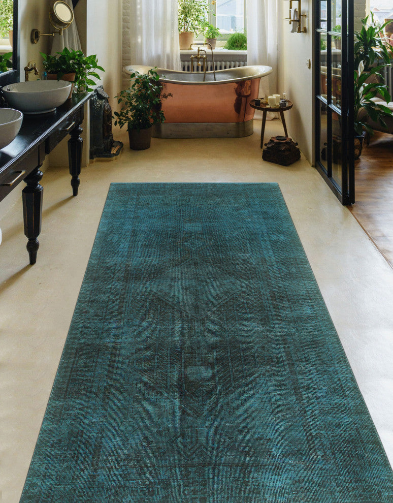 Vintage Distressed Kaydence Blue/Charcoal Runner, 3'4x6'10