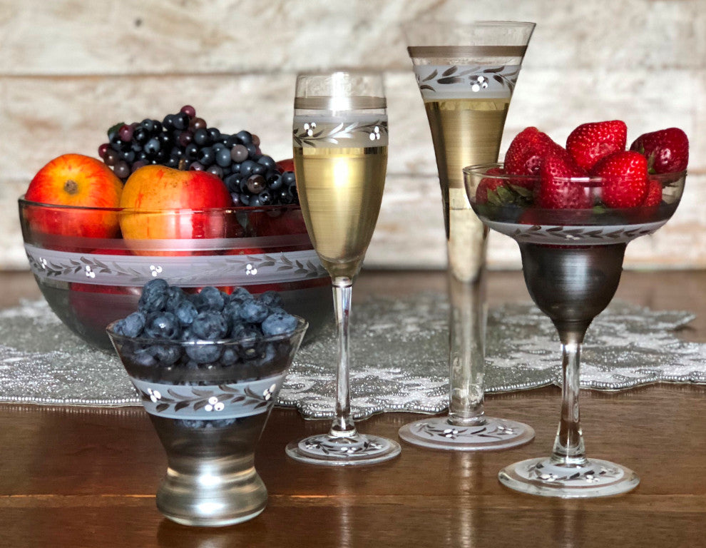 Pewter Vine Champagne Glasses, Set of 2