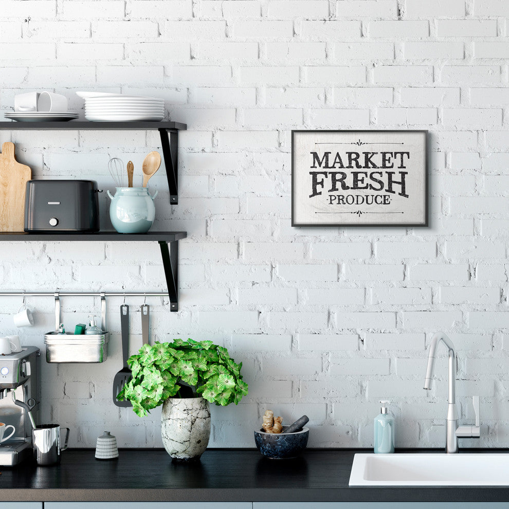 Market Fresh Produce Wood Texture Farm Word Design, 11"x14"