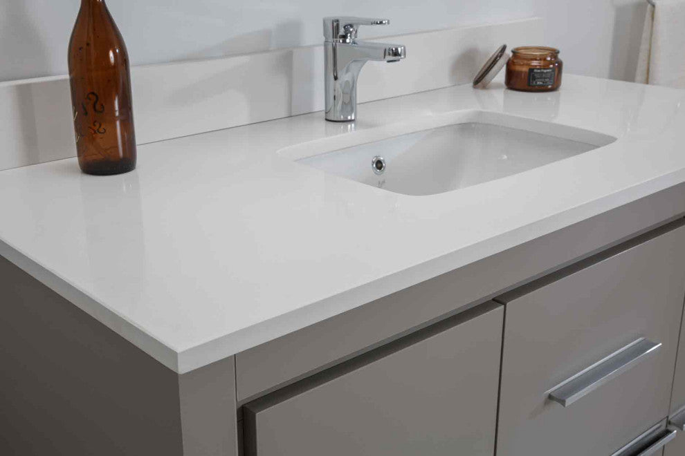Mila Collection 48" Bathroom Vanity With Sink, Mirror, Countertop, Ash Gray