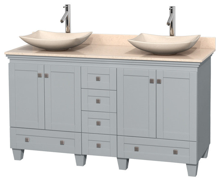 Acclaim Vanity, Oyster Gray, 60", Arista Ivory Marble, Ivory Marble