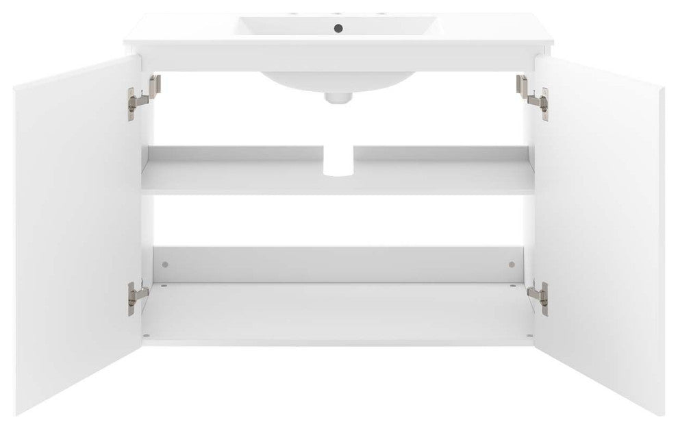 Bryn 36" Wall-Mount Bathroom Vanity, White White
