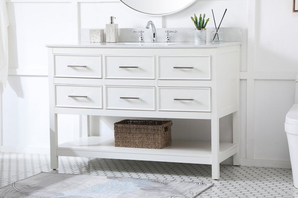Skylar 48" Single Bathroom Vanity, White, With Backsplash