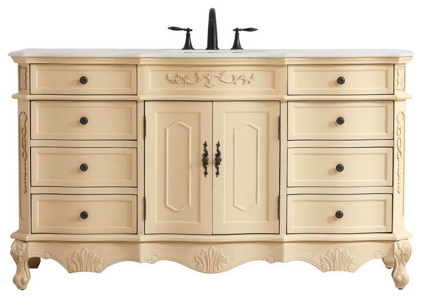 Elegant VF10160LT 60"Single Bathroom Vanity, Light Antique Beige